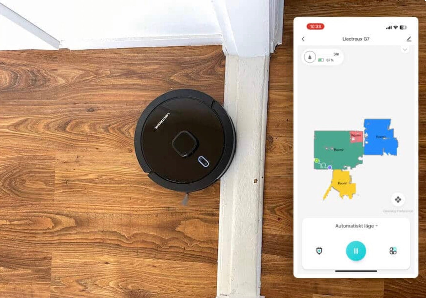 Robotdammsugare Liectroux G7 med appstyrning och rumskartläggning via mobilapp
