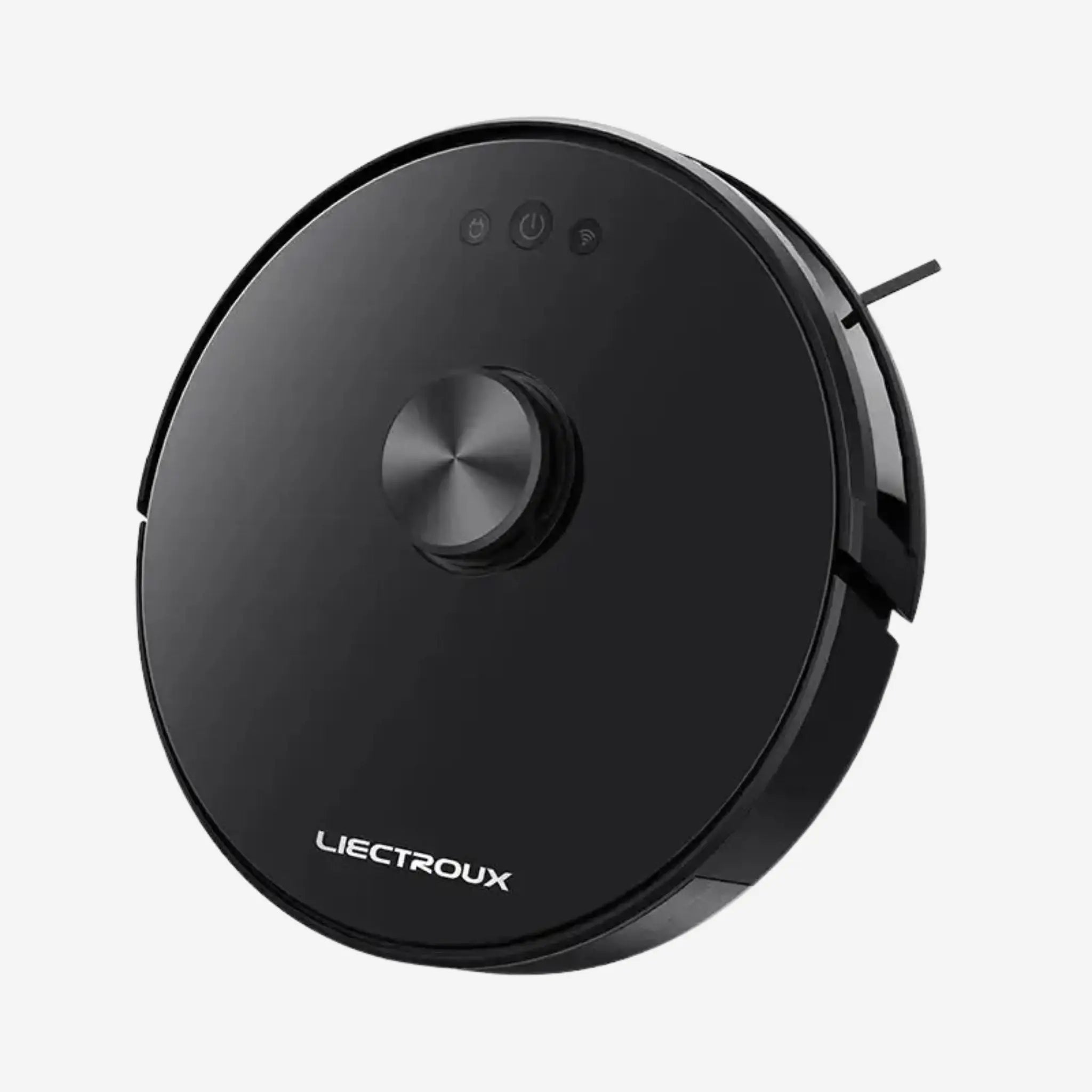 Robotdammsugare XR500 med LiDAR-navigation och laserbaserad kartläggning, toppvy i svart premiumdesign.