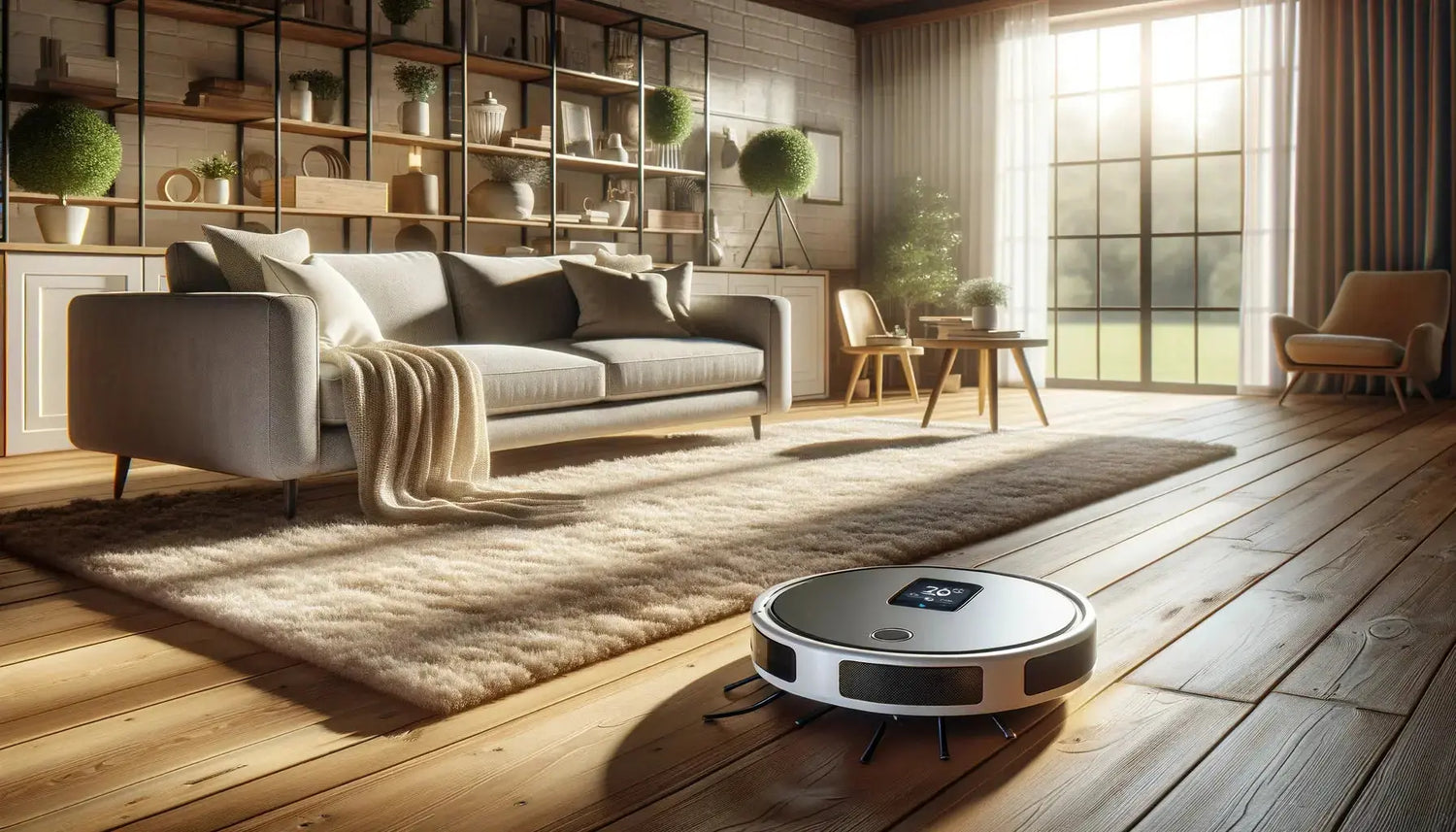 En närbild av robotdammsugarens sensorer och borstar som effektivt tar bort smuts och damm från golv. En pålitlig städhjälp