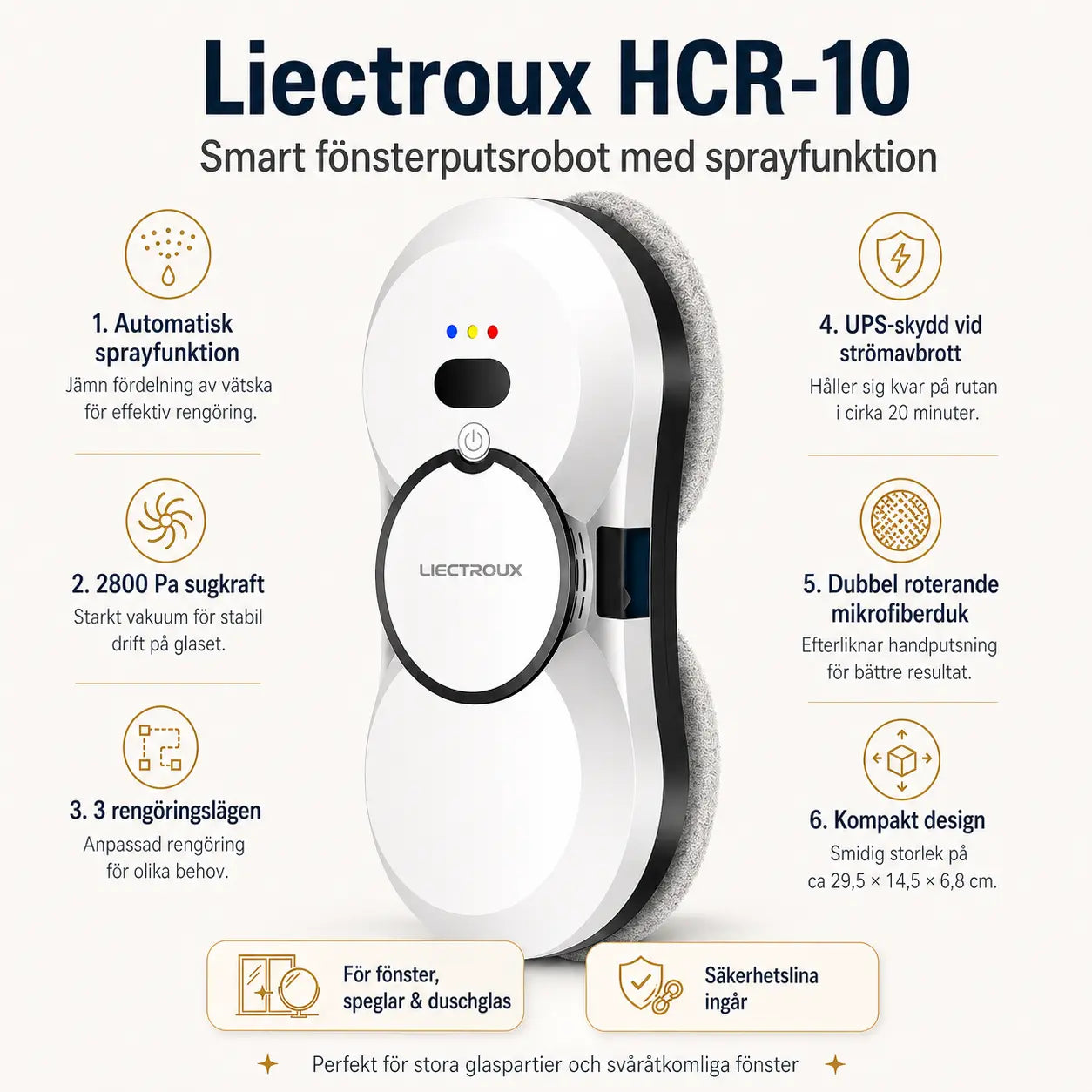 Fönsterputsroboten HCR-10s funktioner
