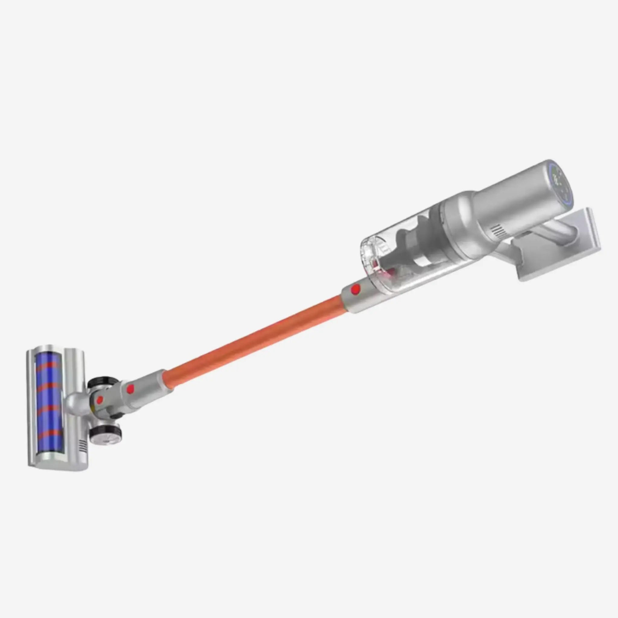 Sladdlös dammsugare i10 sedd från sidan med tydlig motorenhet och smidig konstruktion