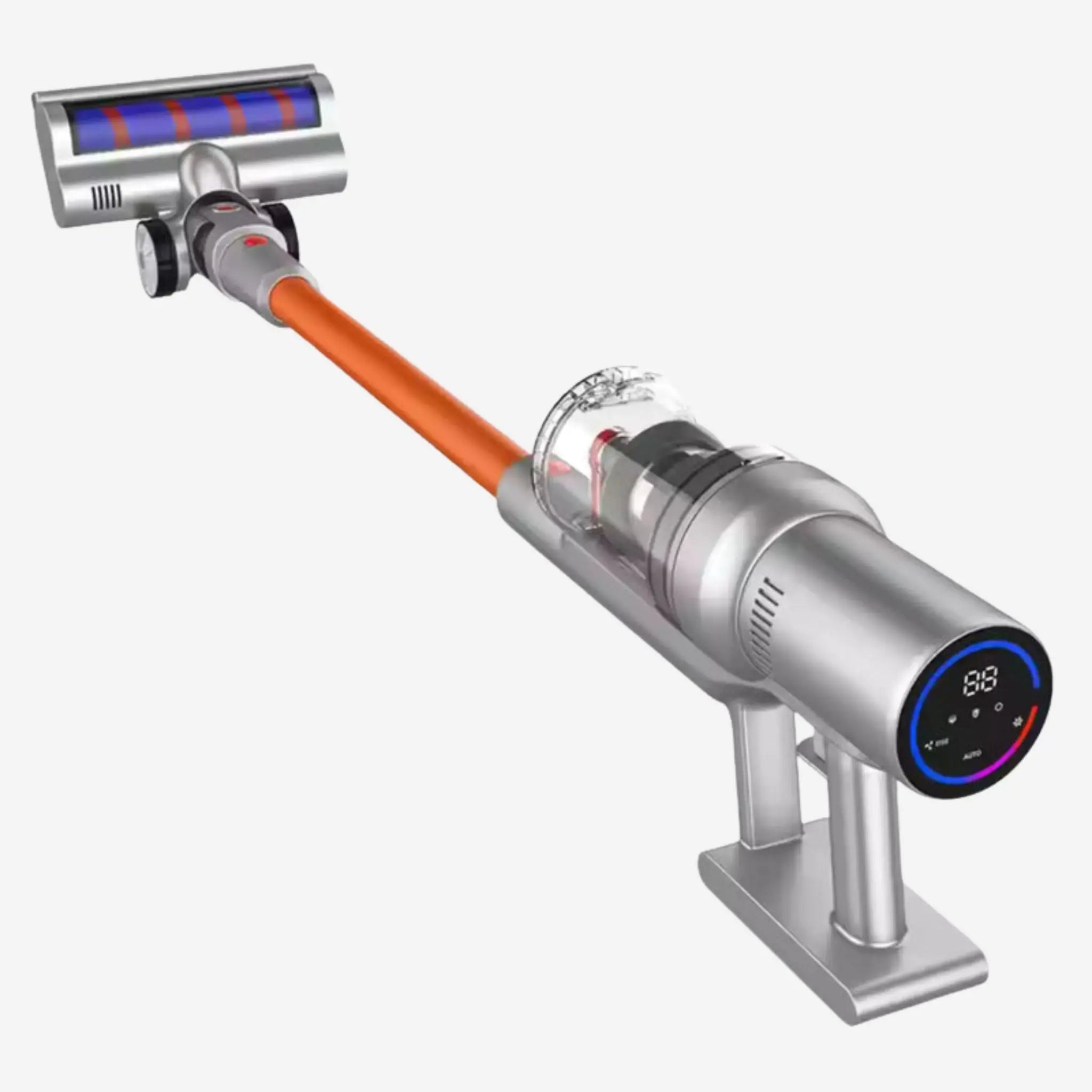 Sladdlös dammsugare i10 i sned vinkel som visar ergonomisk design och flexibel led